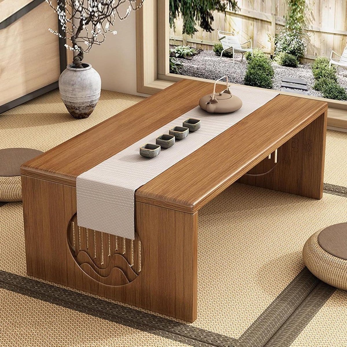 vloertafel bamboe meditatietafel klaptafel thee drinken werken