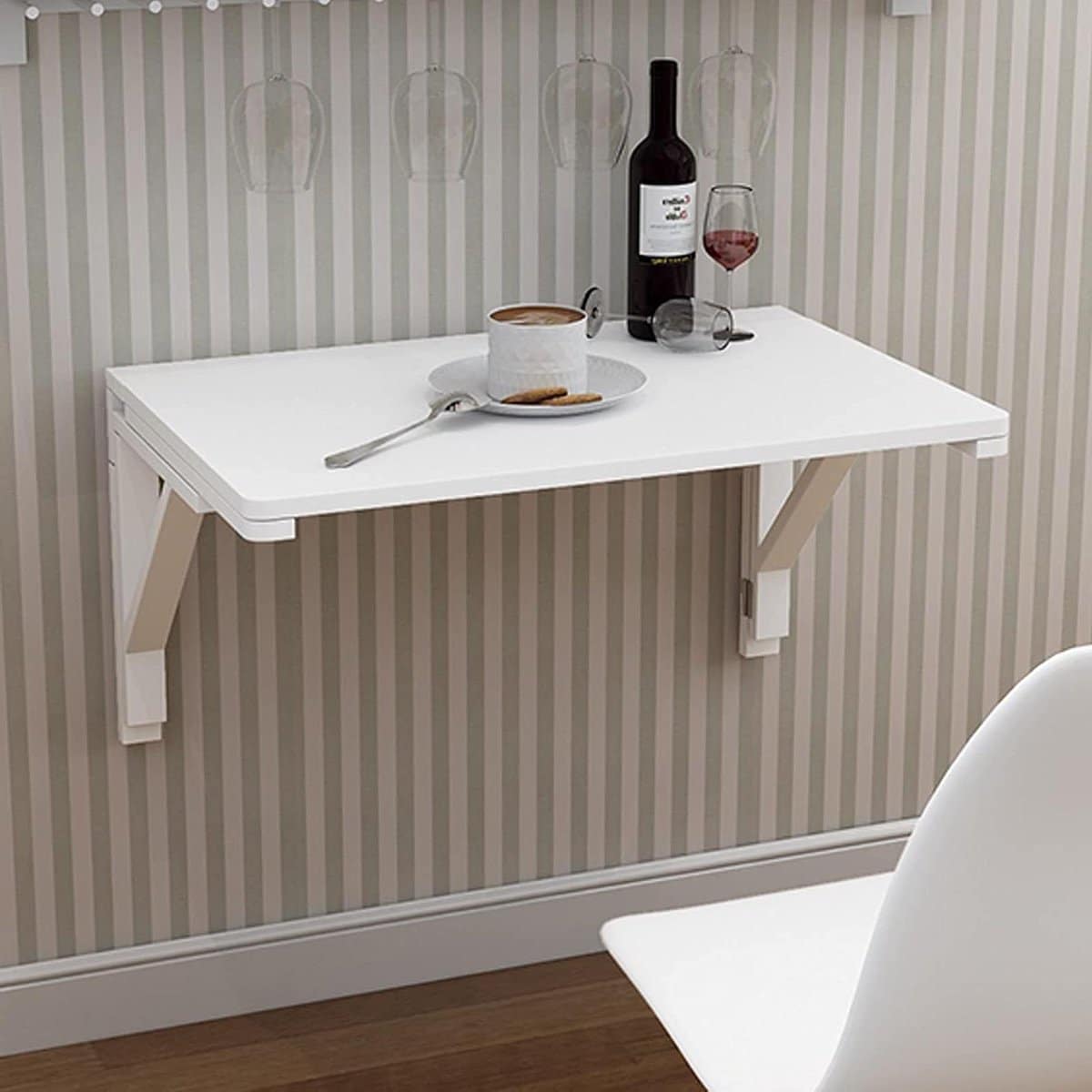 vouwbaar wandbureau klaptafel hout ruimte besparen stabiele