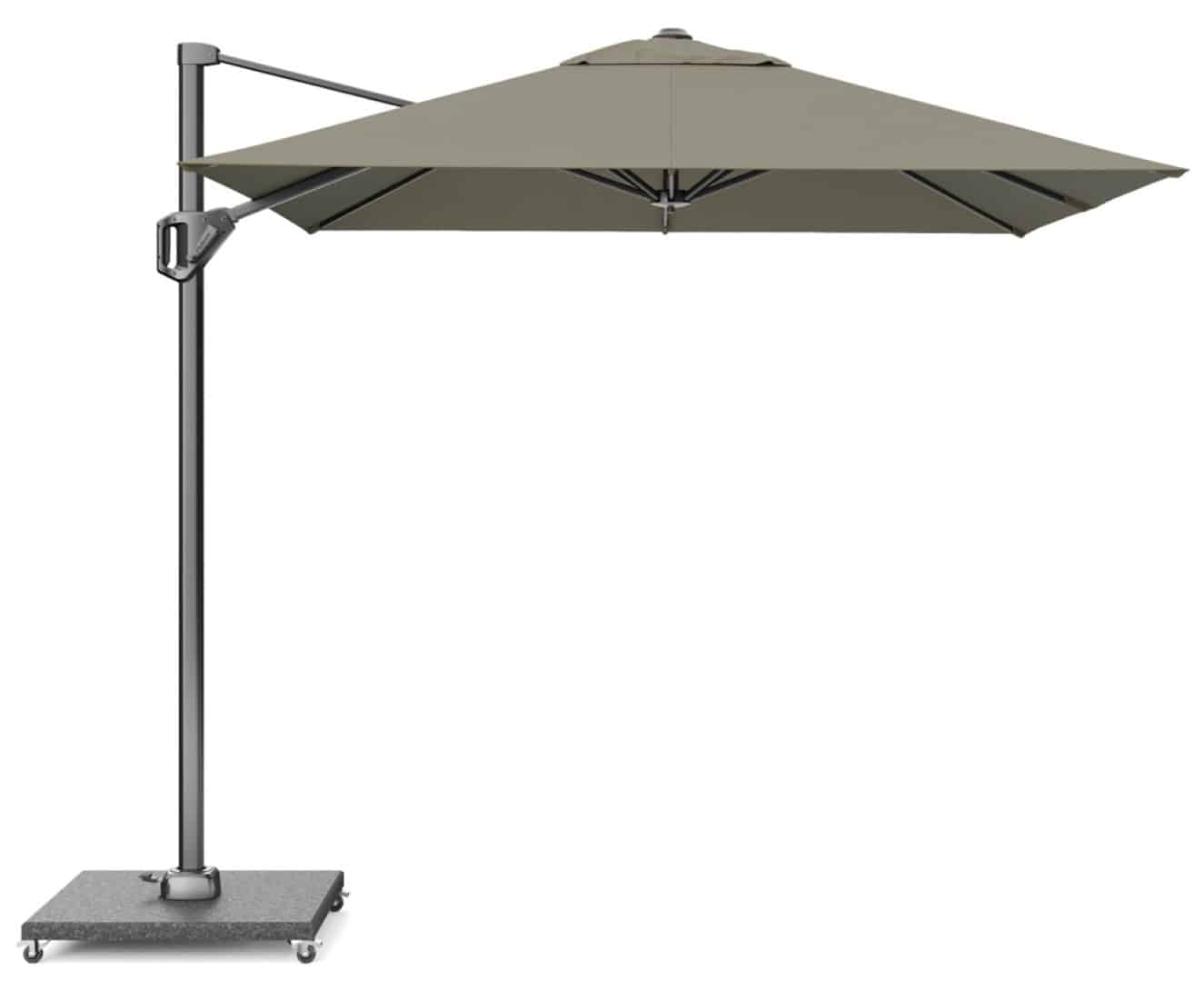 voyager t1 250×250 cm taupe zweefparasol zonwering platinum platinum