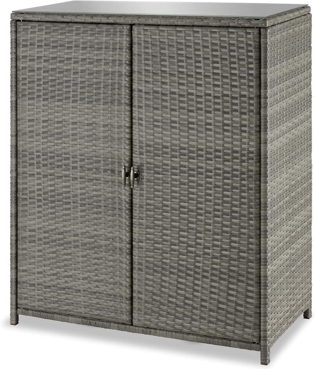 wicker tuinkast opbergbox buiten tuinspullen opbergen aluminium