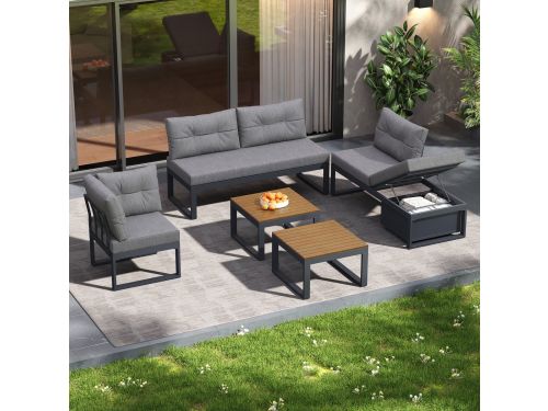 Wishdor Modulaire Tuinloungeset - 3-Standen Rugleuning En Opbergruimte - Modern