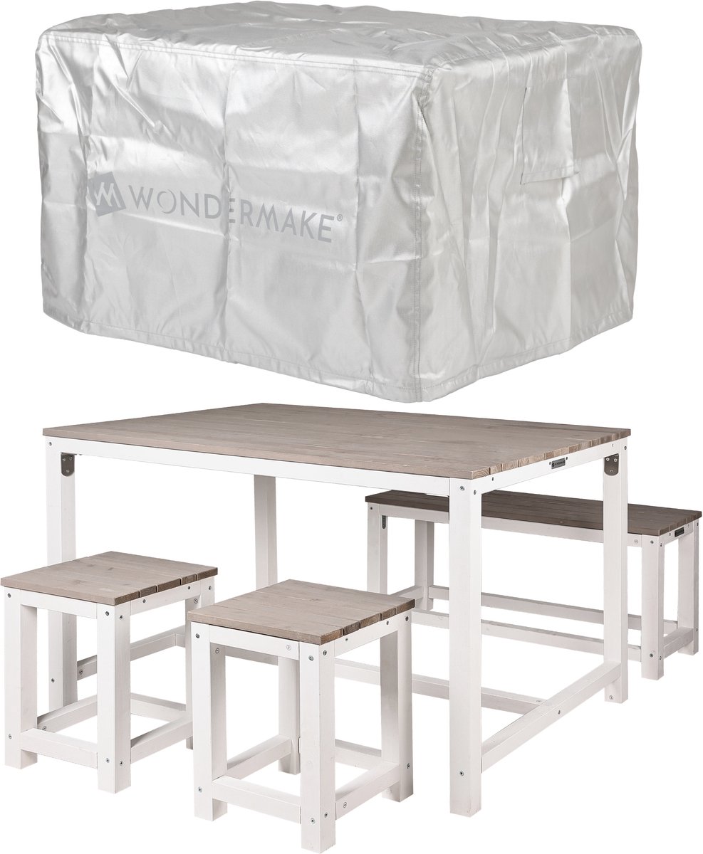 wondermake® design houten tuinmeubelset met hoes voor 4 personen