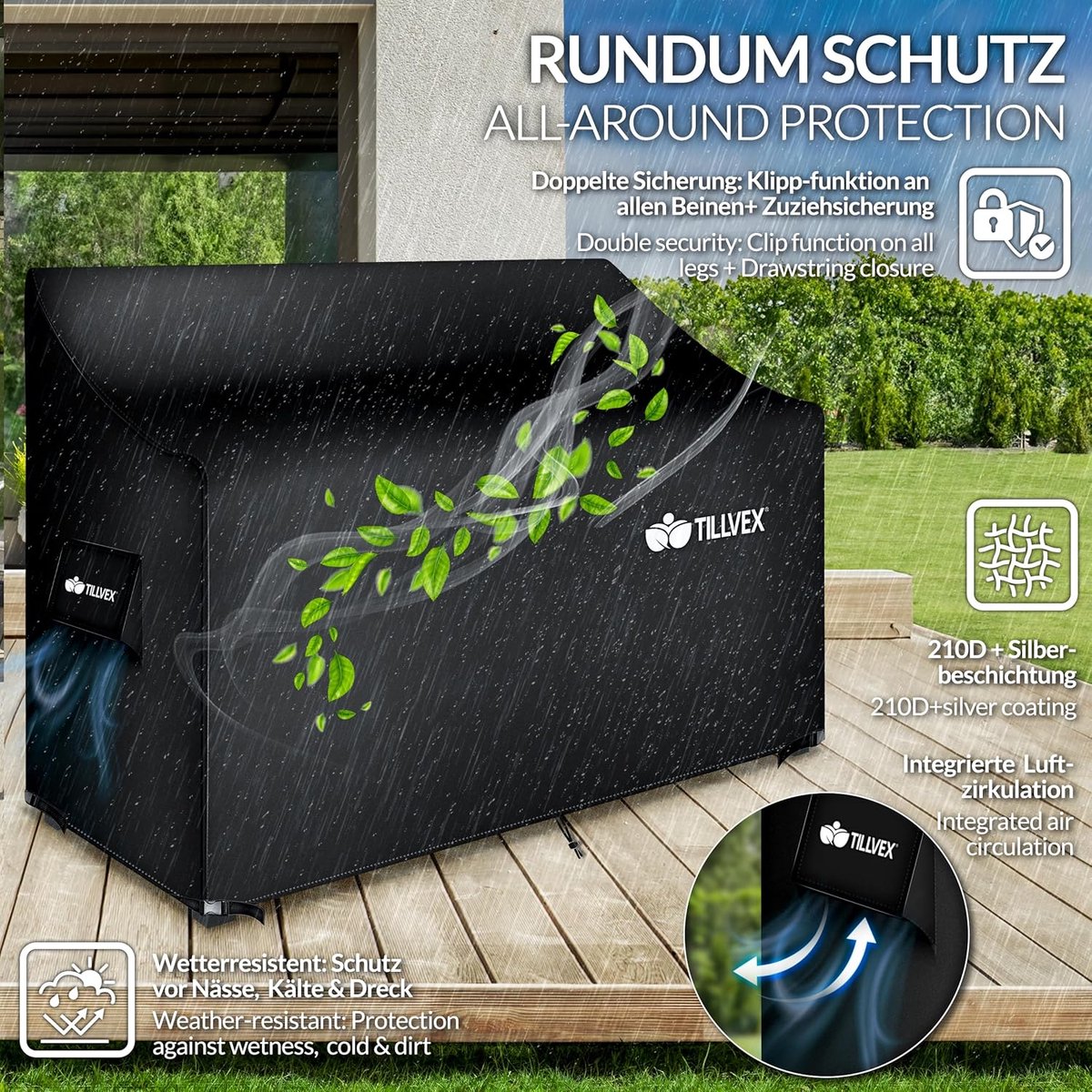 woodcraft classic weerbestendige houten tuinbank 150 cm massief houten