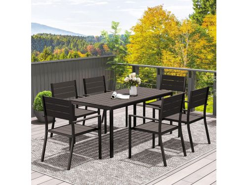 YEHTOKHOME 7-delige zitgroep, Tuinset voor 6 personen, Eettafel met 6