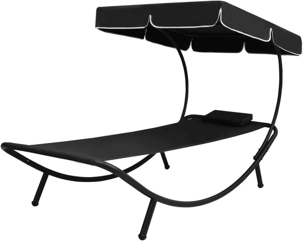 zonneligstoel tuinstoel lounger ontspannen buiten met zonnedak