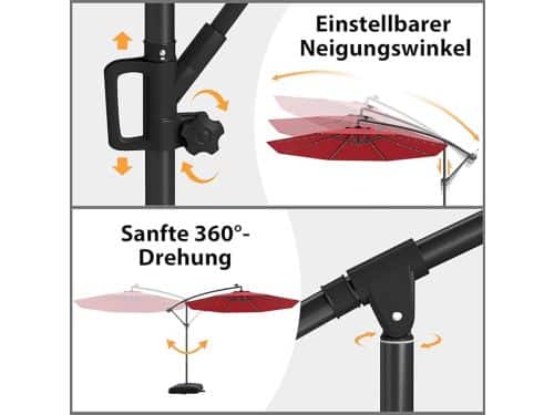 Zweefparasol 300 cm Depauwonen Solar LED Luxe | Draaibaar 360°
