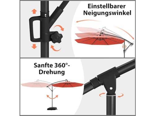 Zweefparasol 300 cm Depauwonen - Tuinscherm met 32 LED