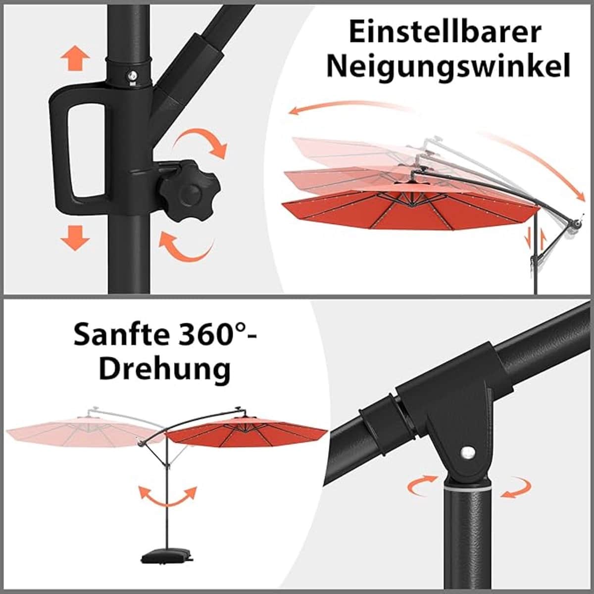 zweefparasol 300 cm depauwonen tuinscherm met 32 led