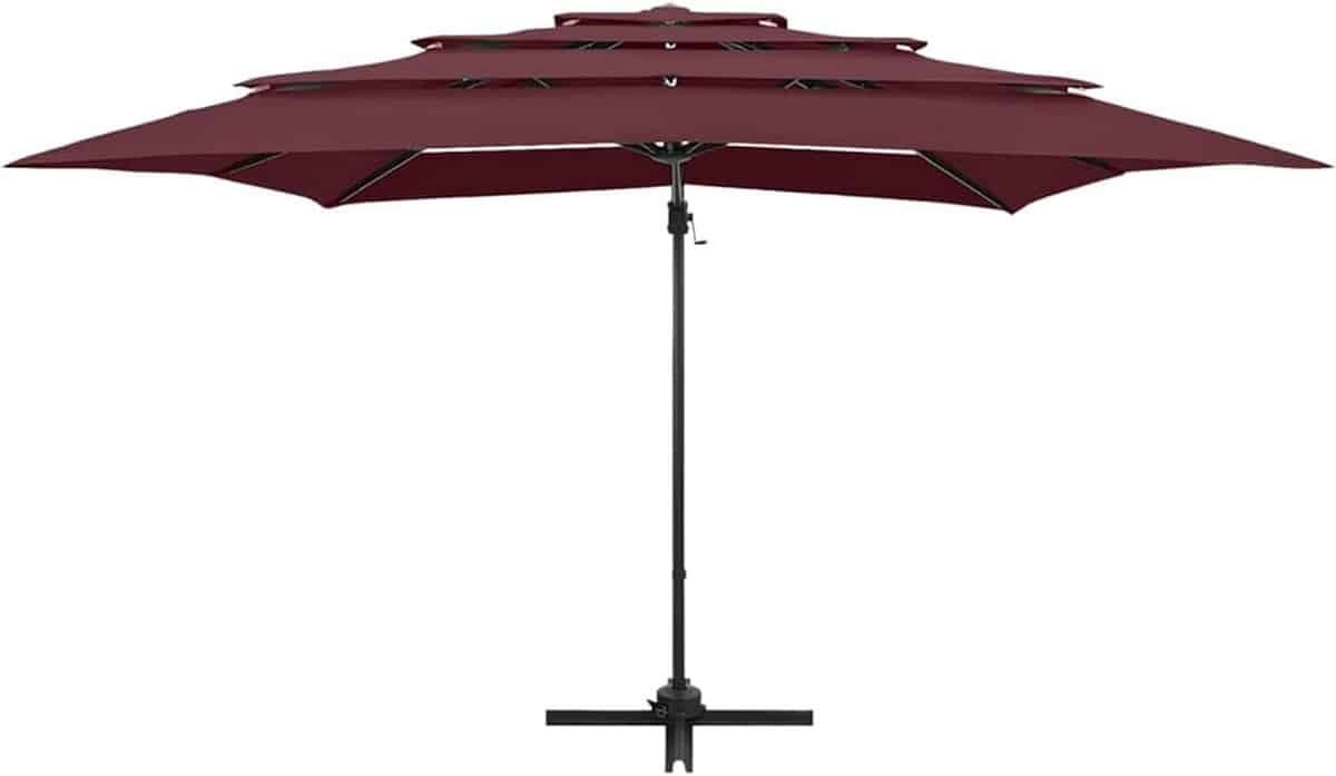 zweefparasol bordeauxrood tuinparasol schaduwdoek terras beschermen 4 laags