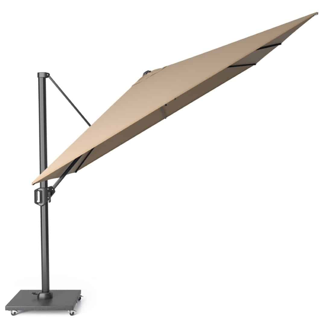 zweefparasol challenger t1 3×3 meter taupe zonwering platinum platinum