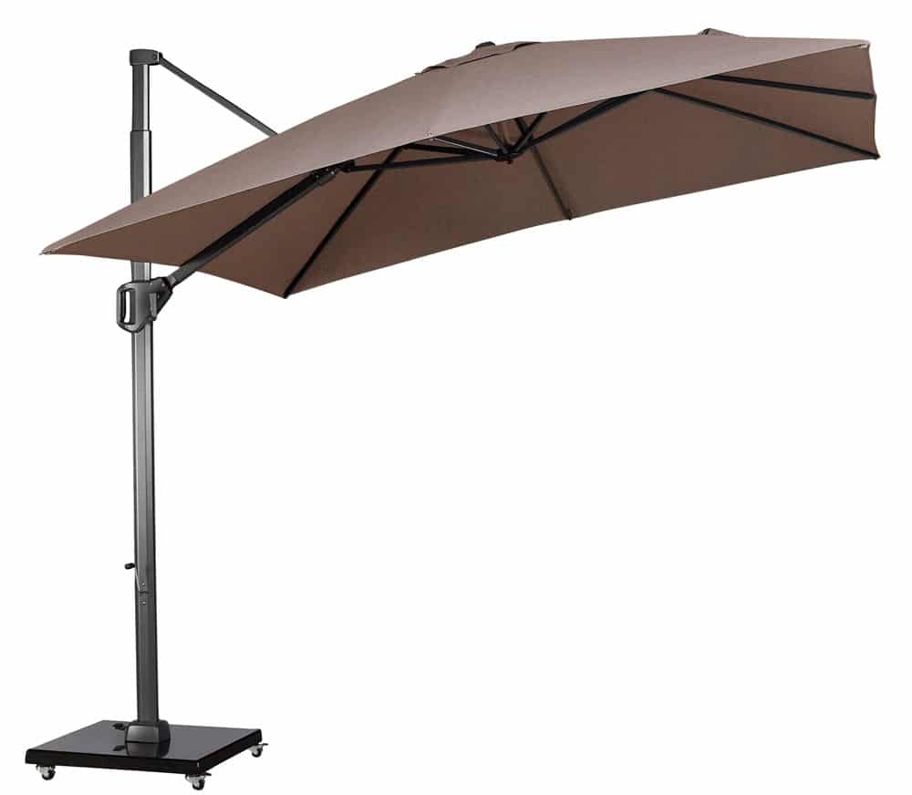 zweefparasol challenger t1 telescope zonwering premium 350×350 cm platinum platinum