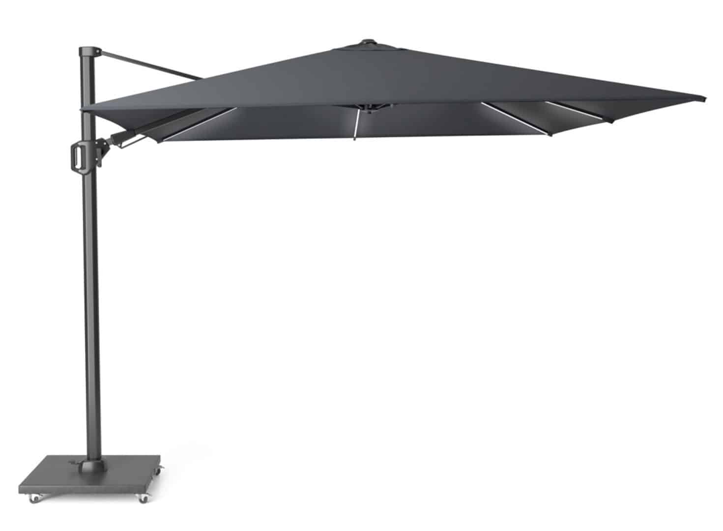 zweefparasol challenger t2 glow 300×300 cm antraciet zonwering platinum platinum