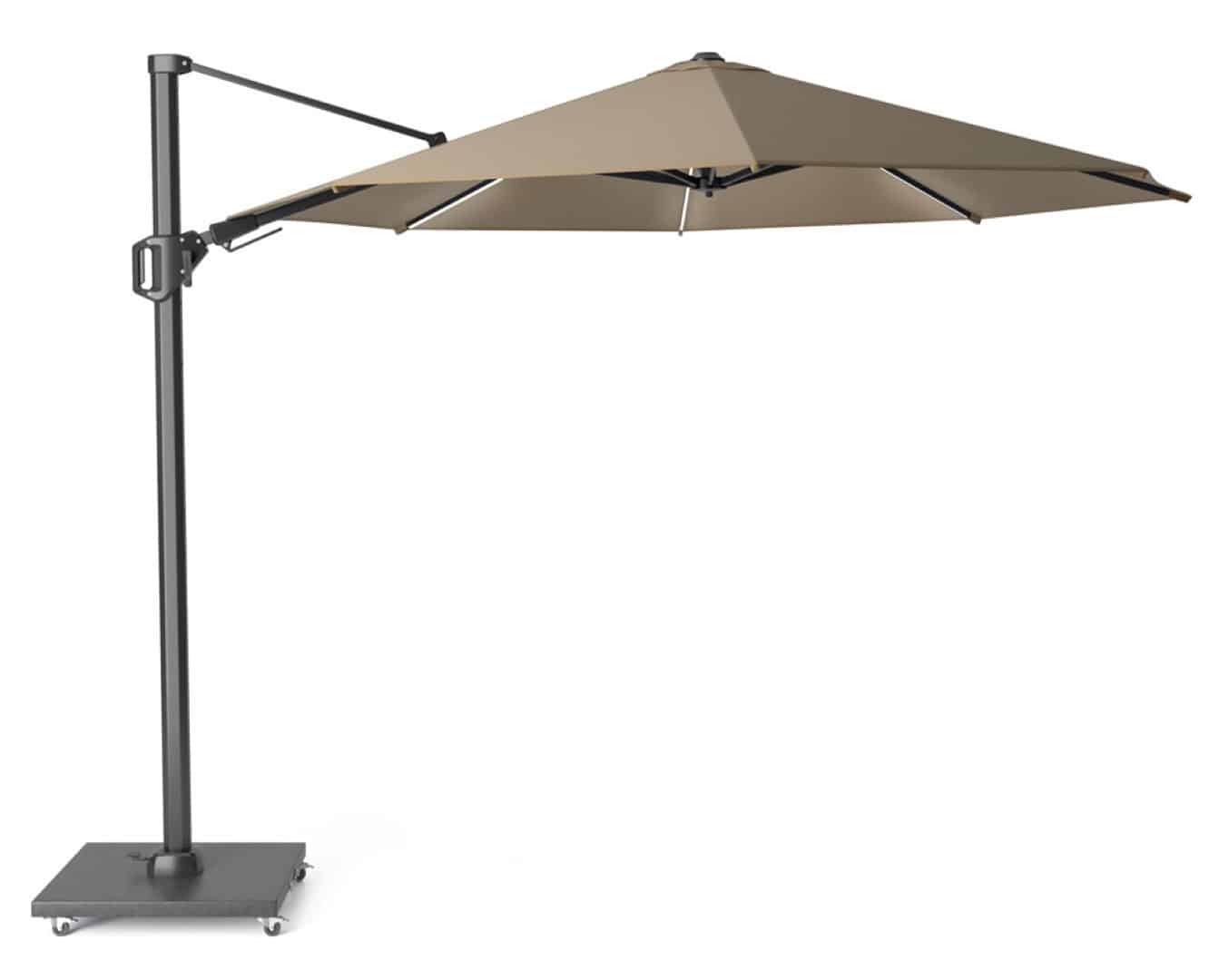 zweefparasol challenger t2 glow dia. 350 cm taupe zonwering platinum platinum