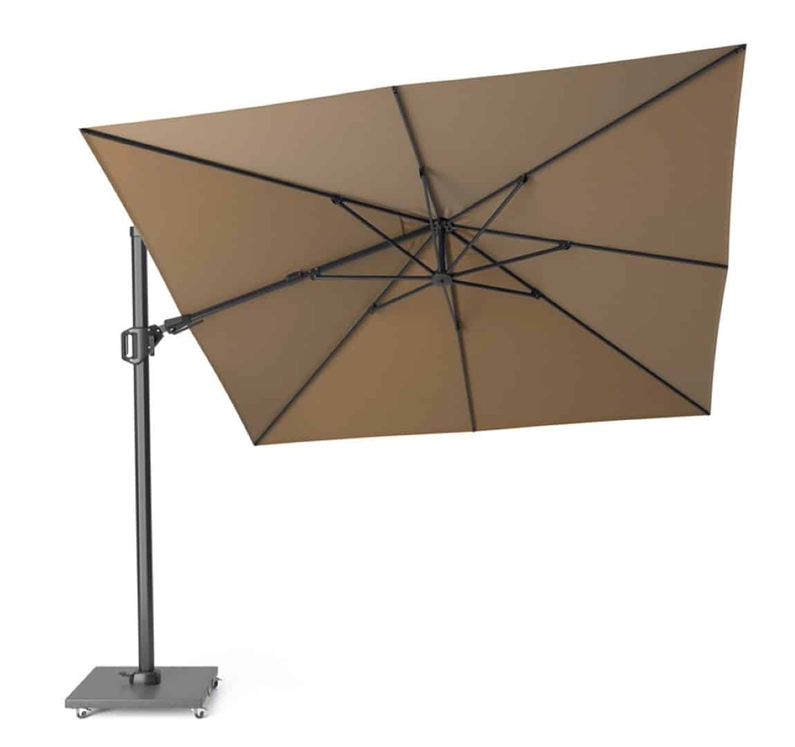 zweefparasol challenger zijwaarts kantelbaar (t2) 3×3 meter taupe zonwering platinum platinum