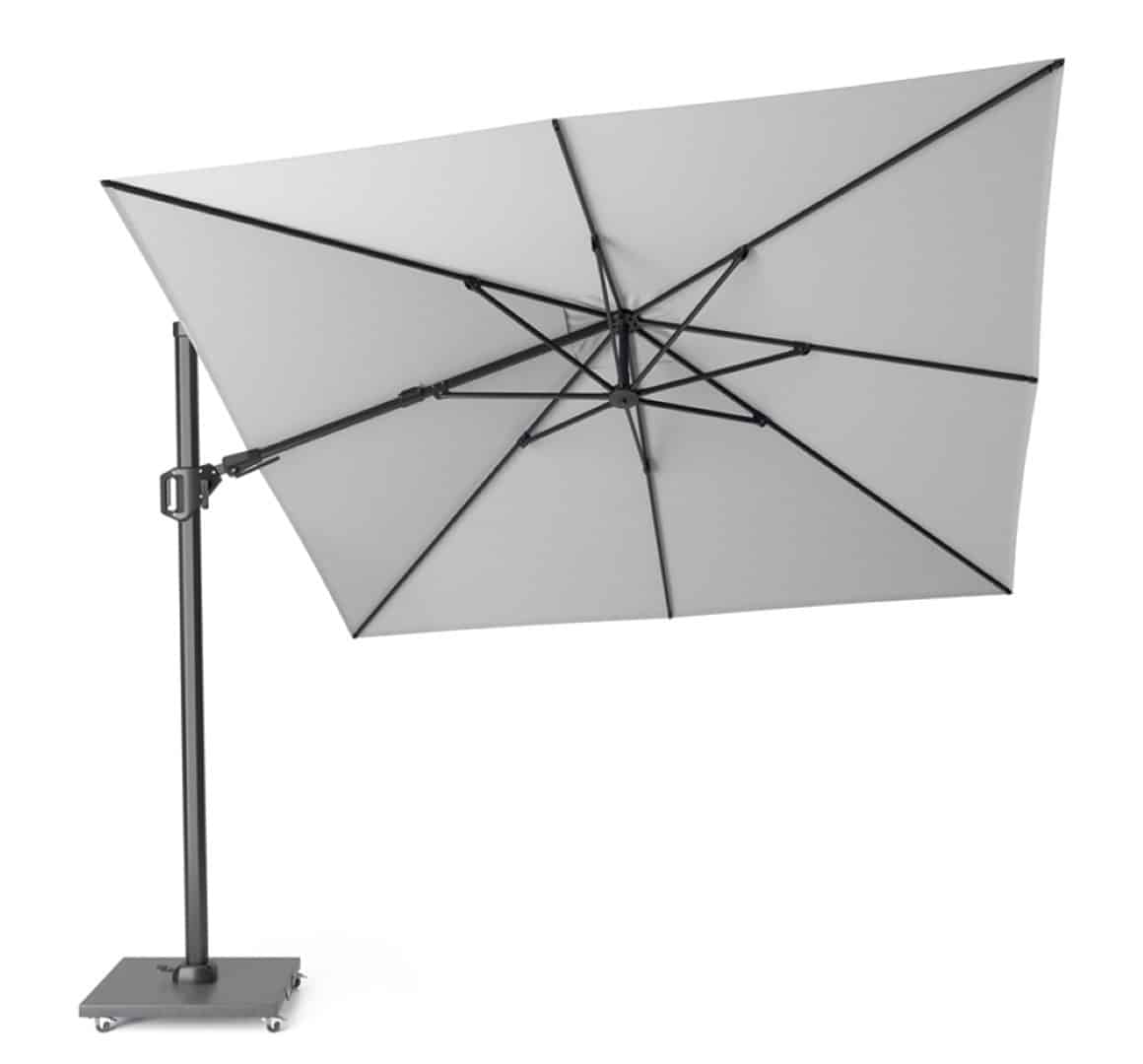 zweefparasol challenger zijwaarts kantelbaar (t2) 3×3 meter wit zonwering platinum platinum
