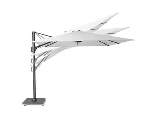 Zweefparasol Challenger Zijwaarts Kantelbaar (T2) premium 3x3 meter Manhattan zonwering Platinum I - Platinum