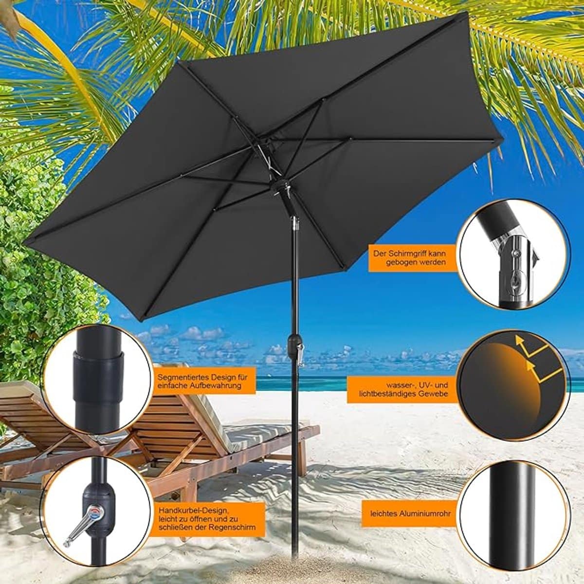 zweefparasol depauwonen Ø350 cm grote tuinparasol met zwengel