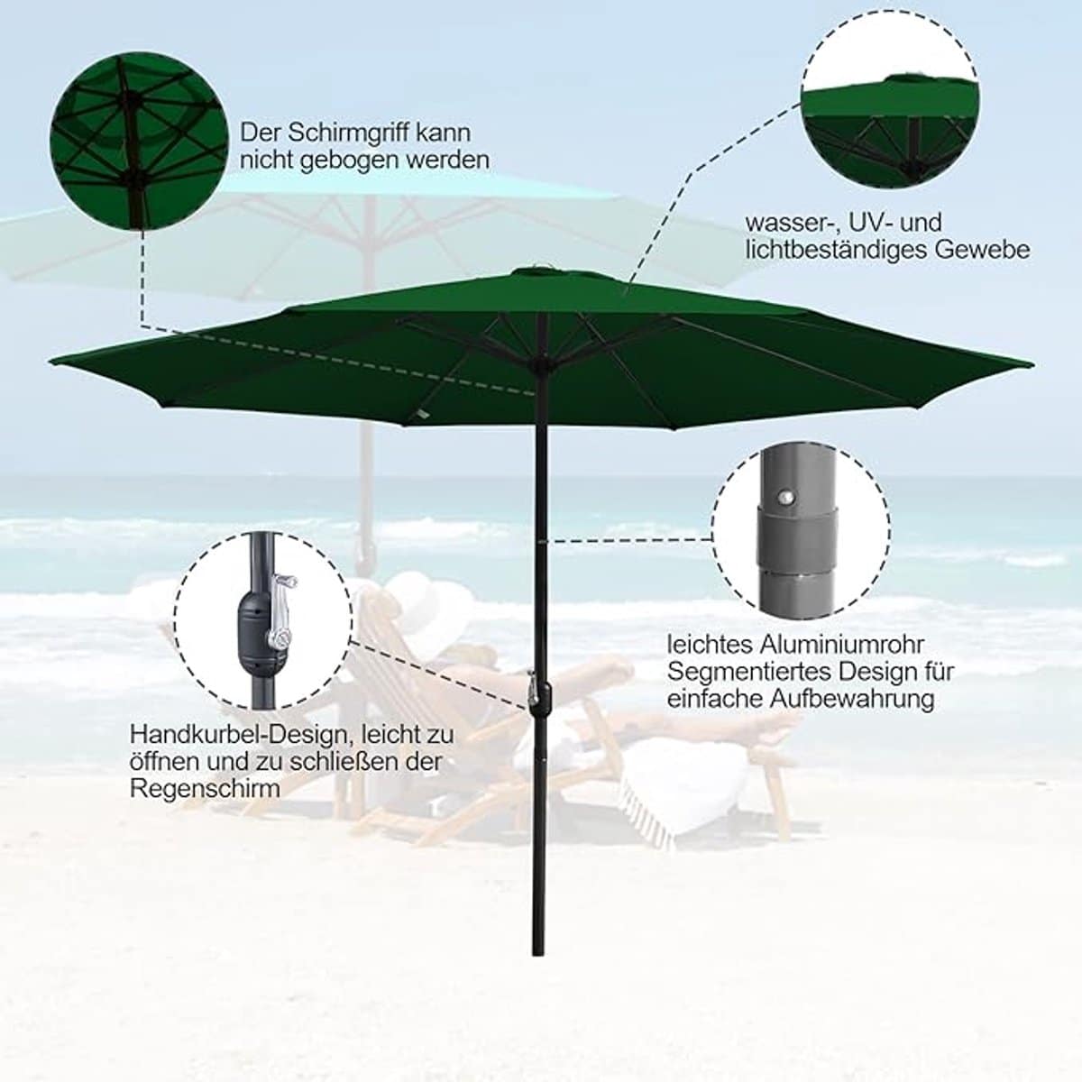 zweefparasol depauwonen Ø350/270 cm grote tuinparasol met zwengel