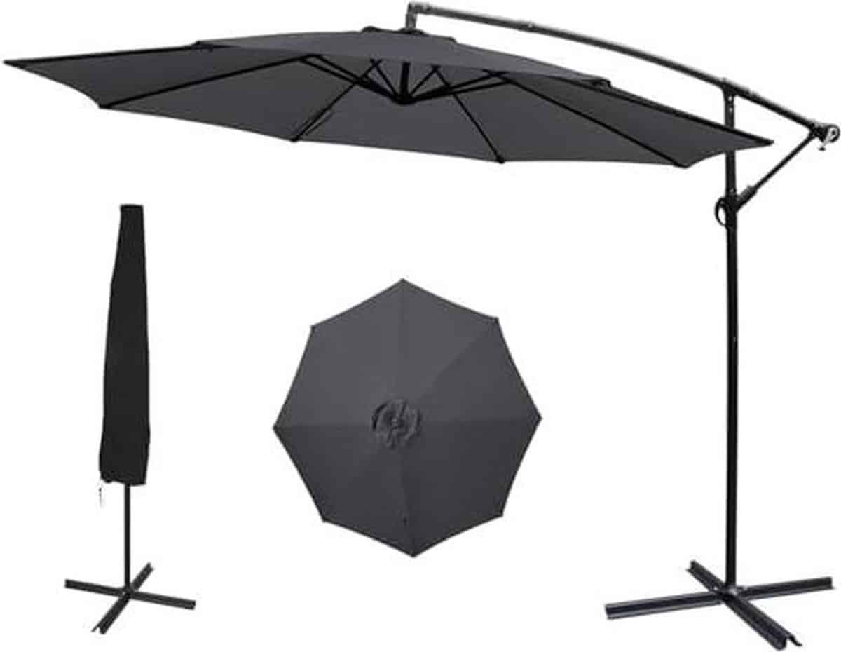 zweefparasol draaibare zonnekap terras ontspannen windbestendig ontwerp