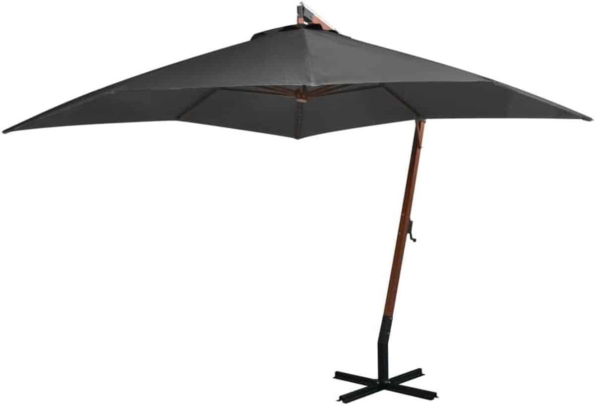 zweefparasol hangende parasol terras zonwering massief houten