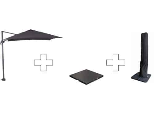 Zweefparasol Hawaii S - met voet en hoes - Zwart