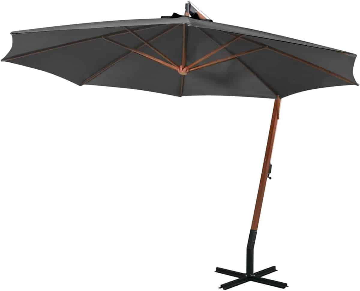 zweefparasol hout tuinparasol scherm terras ontspannen zwengelmechanisme