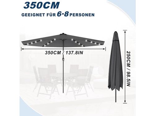 Zweefparasol met LED Depauwonen Ø350 cm - Luxe Hangparasol met