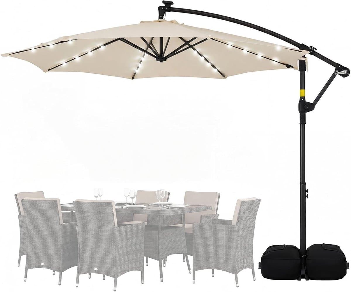 zweefparasol met led terras parasol buitenruimte creëren