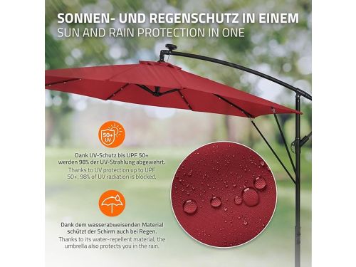 Zweefparasol met LED Verlichting 300 cm - Depauwonen Rond Balkon
