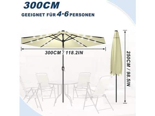Zweefparasol Ø350 cm Depauwonen - Hangparasol met UV-bescherming, LED