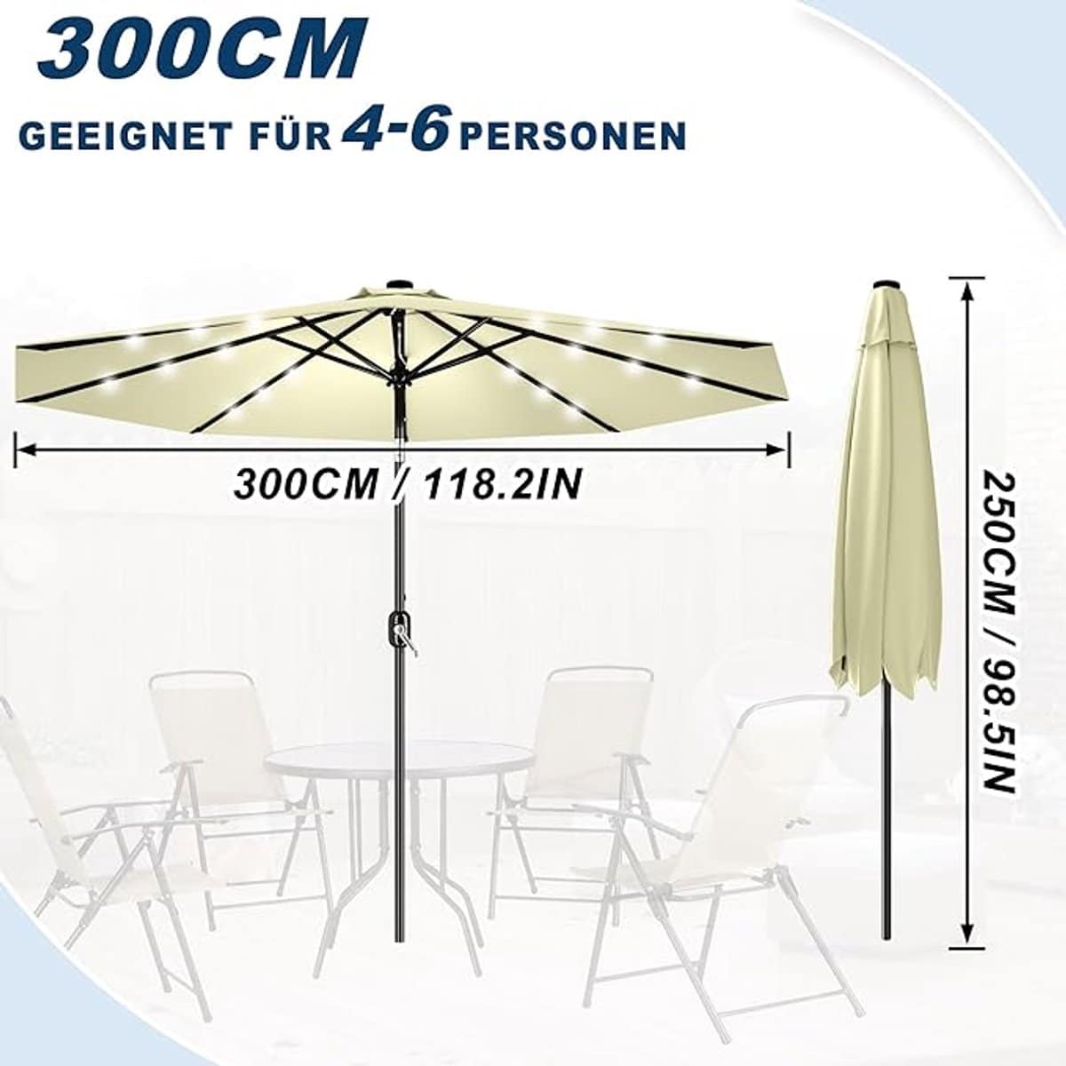 zweefparasol Ø350 cm depauwonen hangparasol met uv bescherming, led