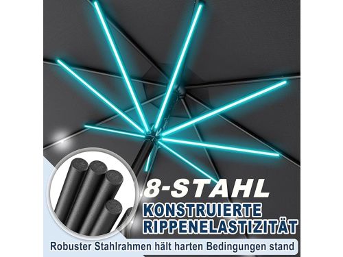 Zweefparasol Ø350 cm Depauwonen met UV-bescherming, Aluminium Frame