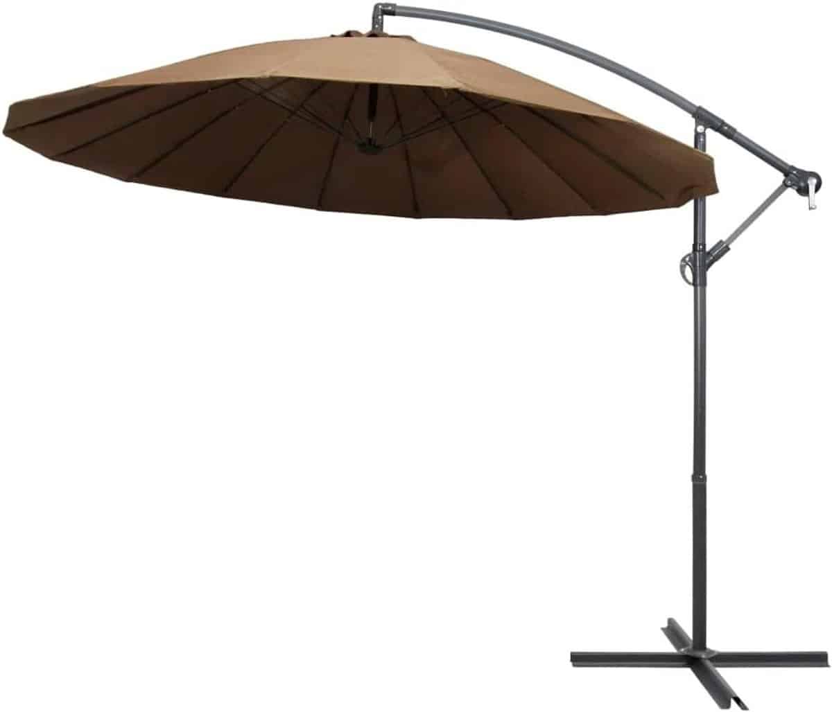 zweefparasol taupe buitenscherm tuin terras ontspannen aluminium