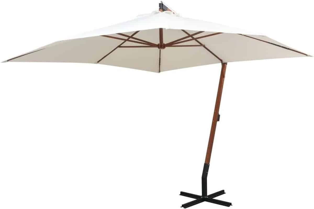 zweefparasol terrasparasol schaduw buiten ontspannen houten mast