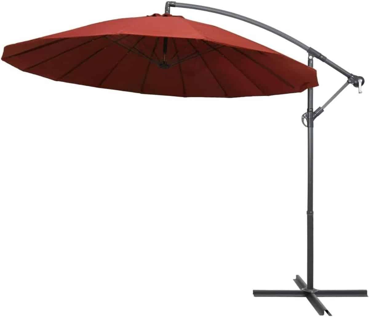 zweefparasol tuinparasol schaduw terras ontspannen stabiele kruisvoet