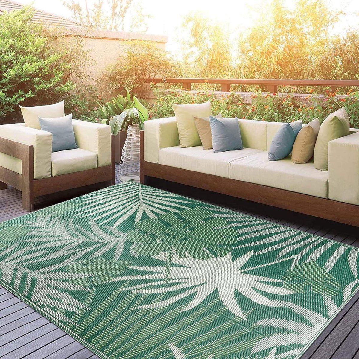 150 x 245 cm uv bestendig outdoor tapijt omkeerbaar kunststof