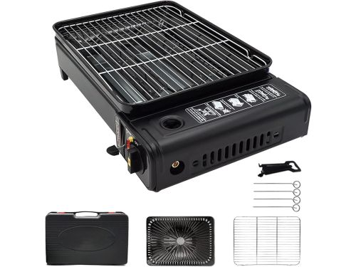 2-in-1 camping gasbarbecue set campinggrill incl. 4x gaspatroon 227g balkongrill
