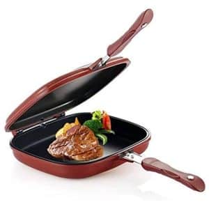 28cm antiaanbakpan, praktische steakpan, BBQ-koekenpan, vierkante dubbelzijdige koekenpan