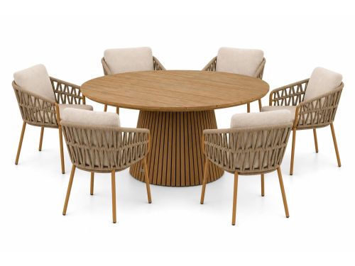 4 Seasons Outdoor Biarritz/Fungo 180 cm dining tuinset 7-delig