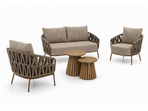 4 Seasons Outdoor Biarritz/Fungo 45/55 cm stoel-bank loungeset 5-delig