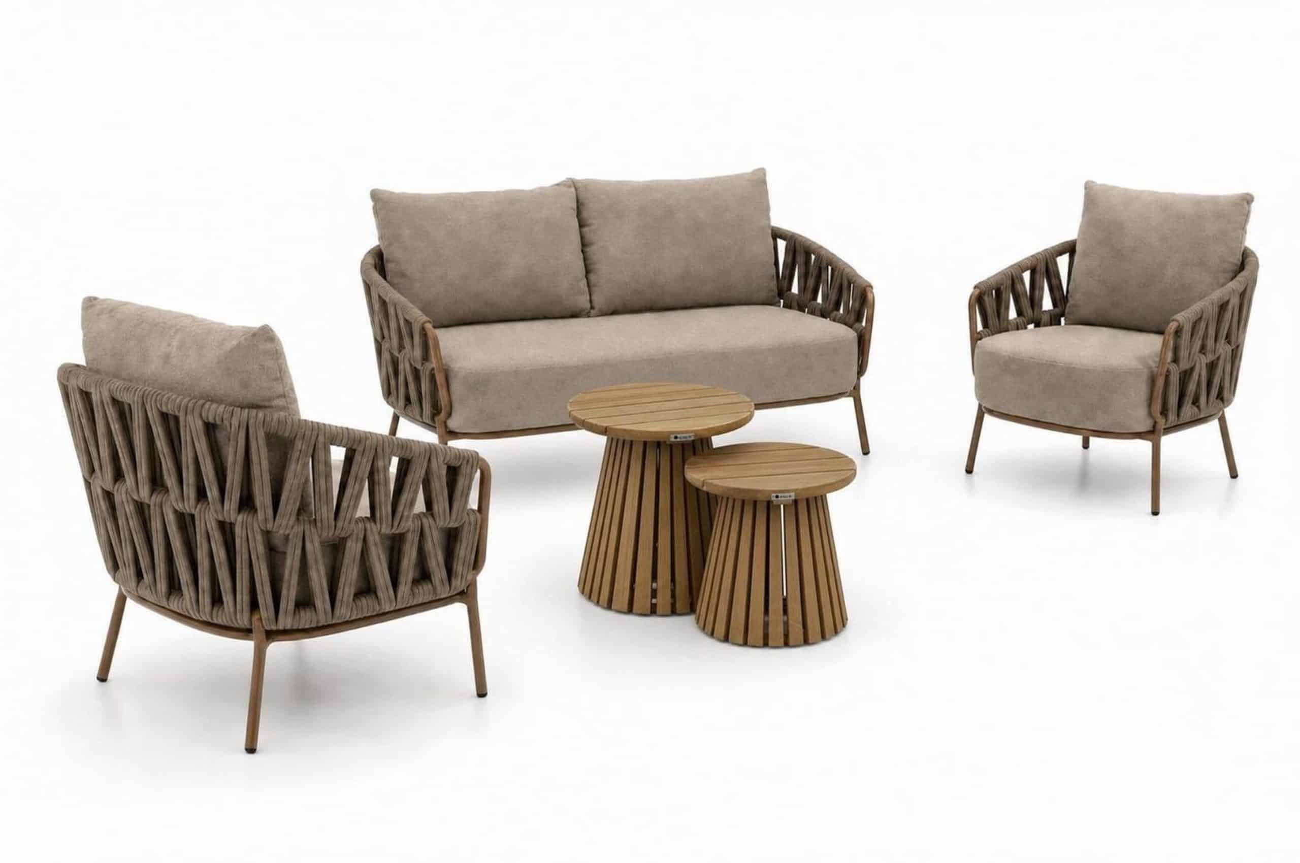 4 seasons outdoor biarritz/fungo 45/55 cm stoel bank loungeset 5 delig
