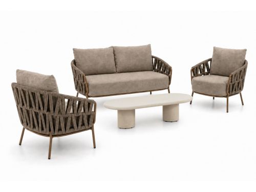 4 Seasons Outdoor Biarritz/Hampton 140x65 cm stoel-bank loungeset 4-delig