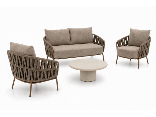 4 Seasons Outdoor Biarritz/Hampton 80 cm stoel-bank loungeset 4-delig