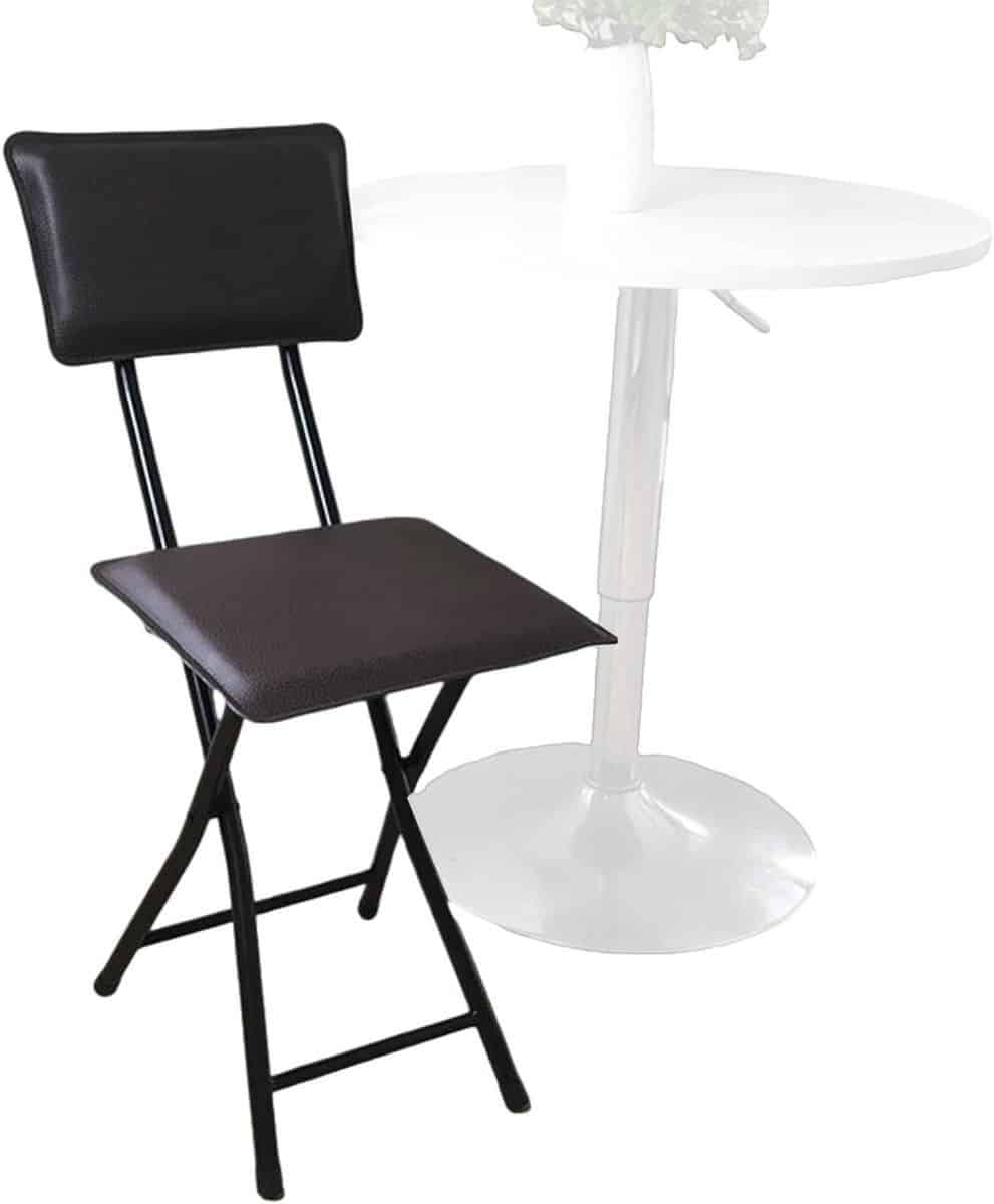 45cm barkruk inklapbaar met rugleuning, vierkante pu beklede zitting barkruk