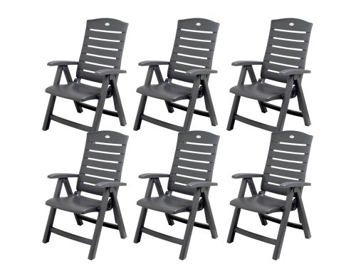 6 stuks Hartman Florion verstelbare tuinstoel royal grey
