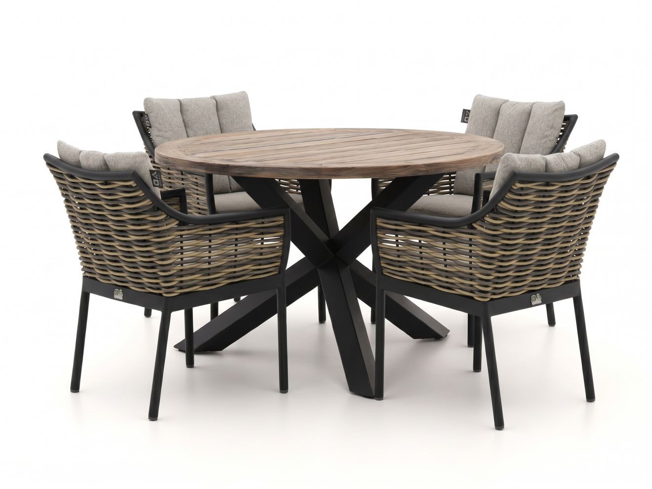 apple bee milou/rough y ø120cm dining tuinset 5 delig laagste prijsgarantie!