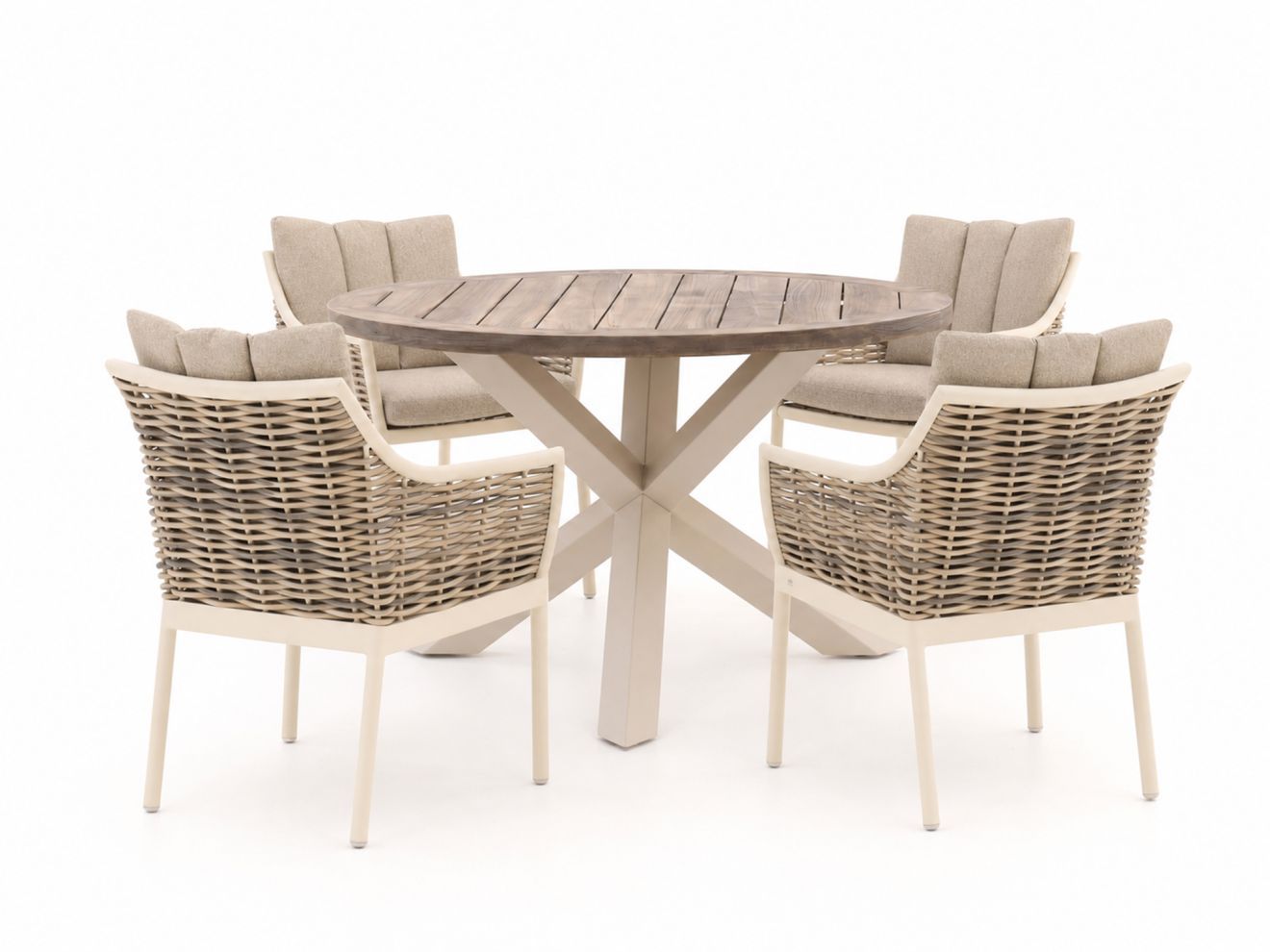 apple bee milou/rough y ø120cm dining tuinset 5 delig laagste prijsgarantie!