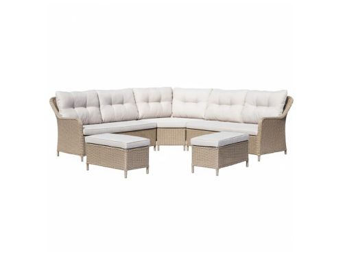 Arizona dining loungeset 7 personen | wicker + aluminium | Royal Sand | 5-delig - 245x245cm | zonder tafel