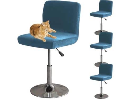 Barstoelhoes met Rugleuning - Elastische Velours Bekleding voor Barstoelen