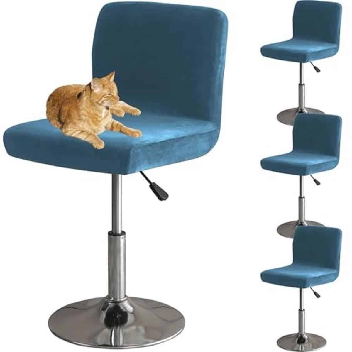barstoelhoes met rugleuning elastische velours bekleding voor barstoelen